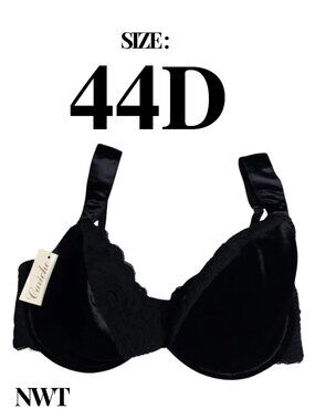 Ebony by Cariche — NWT — Velvet-Like Underwire Bra — Size 44D
